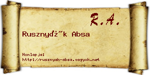 Rusznyák Absa névjegykártya